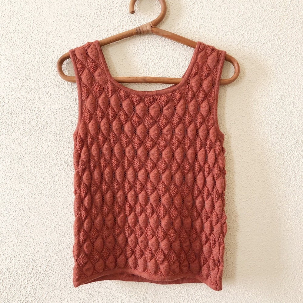 Vintage Anna Sui Wool Texture Knit Sweater Tank S
